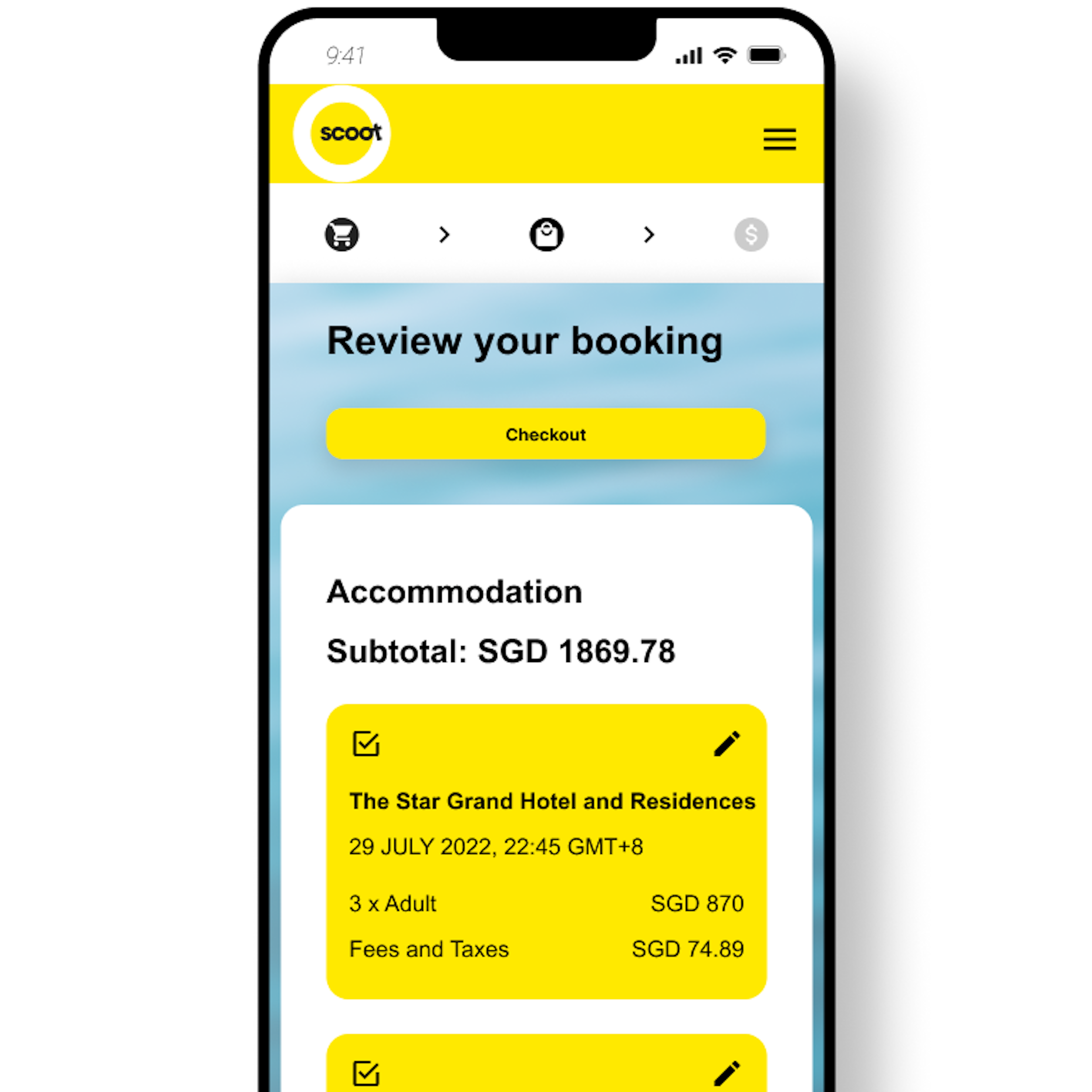 Picture of the wireframe for the itinerary at a glance